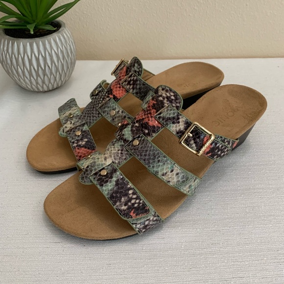 Vionic By Orthaheel Park Radia Mint/Black Crocodile Wedge Sandals Woman’s 8 - Picture 7 of 12